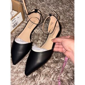 Journee Collection Black Pointed Toe Ankle Strap Flats